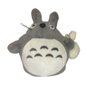 Totoro Plush Toy With Rice Bag Window Cling Gray & White 7-Inch